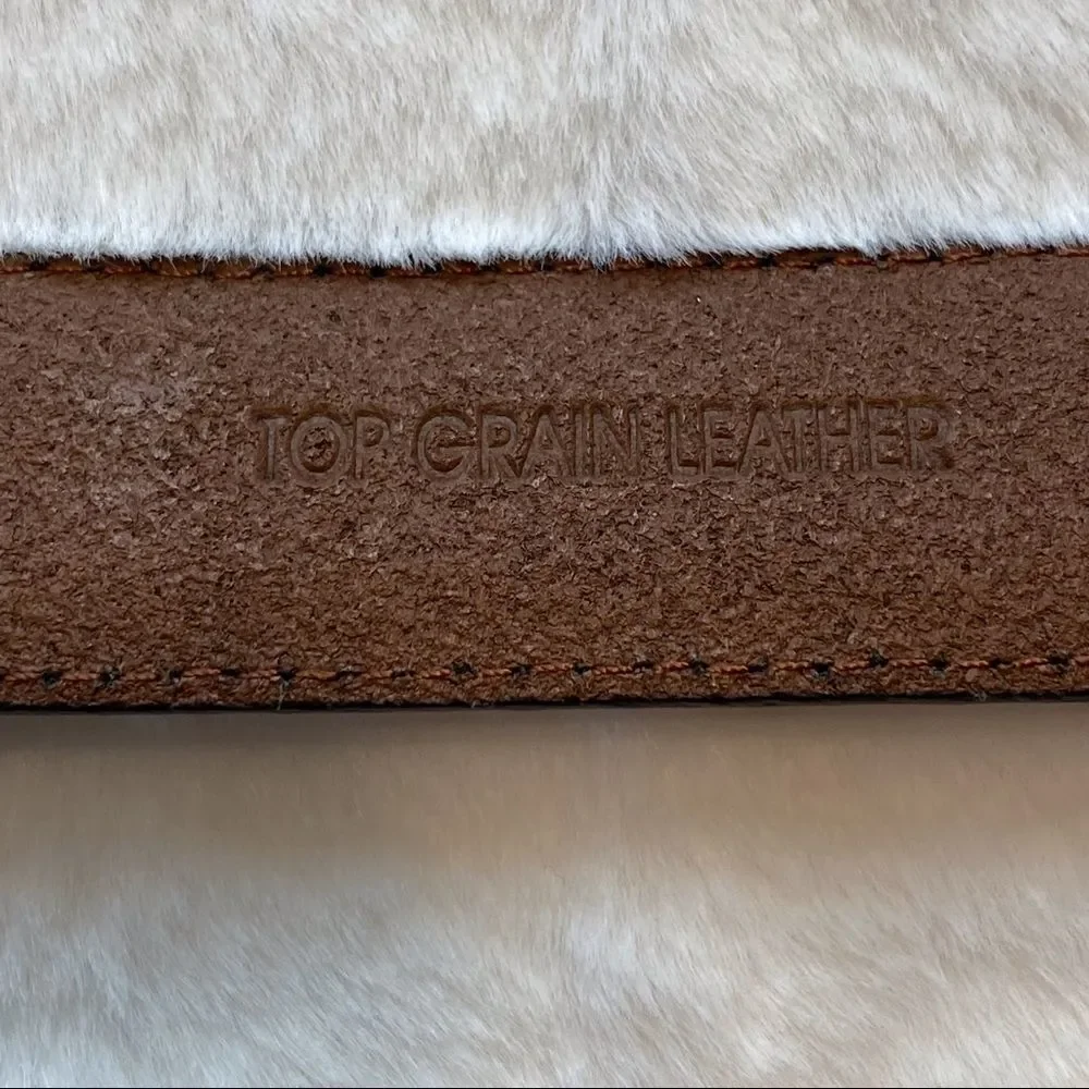 Tan Leather Belt With Silver Accents Size 44
